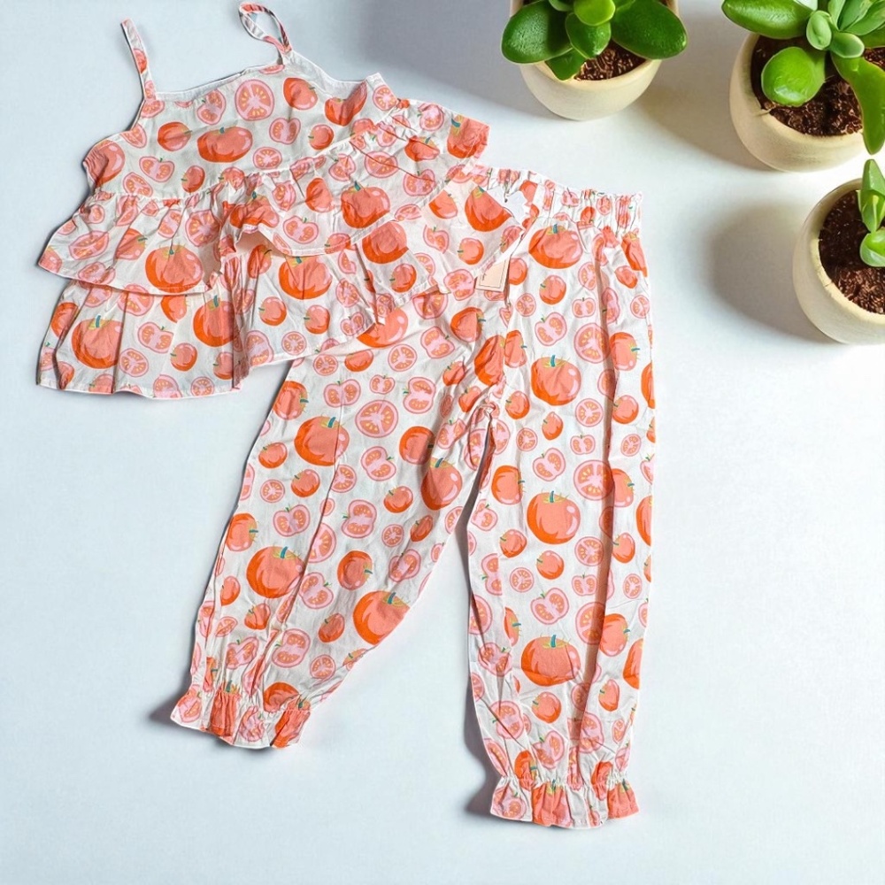 TRENDY NWT Doe a Deer Tomato Girl Aesthetic Two Piece Summer Outfit Size 4T